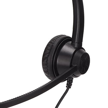 RJ9 Single Ear Headset, Monaural Business Communication Headset with Noise Canceling Mic, Volume Control and 6 Speed Line Adjustment for Call Centers Office Truck Drivers