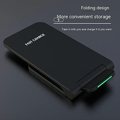 Wireless Charging Station,15W Fast Wireless Charging Station with Sleep-Friendly Adaptive Light,Compatible with Samsung Galaxy, Google LG, etc（Black） - color: Black