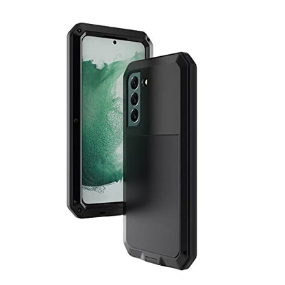 for Galaxy S22 Case,Full Body Protective Cover Heavy Duty Shockproof Tough Armour Aluminum Alloy Metal Case with Silicone Built-in Screen Protector for Samsung Galaxy S22 6.1" - Black