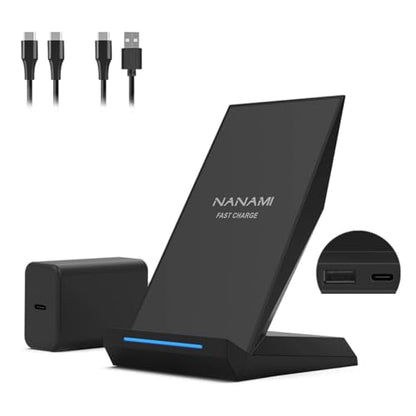 Fast Wireless Charger Stand with 30W PD Adapter for iPhone and Samsung - color: Classic Black