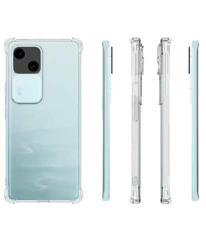USTIYA Case for Vivo V30 / S18 5G Clear TPU Four Corners Military-Grade Protection Cover Transparent Soft funda