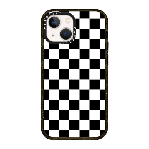 CASETiFY for iPhone 13 Mini Case - Impact | Slim Fit | 6.6 ft. Drop Protection | Black White Check Checkerboard Chess Board Two Tone Ska Pattern | Black - color: Black White Check Checkerboard, size: Iphone 13 Mini (5.4")