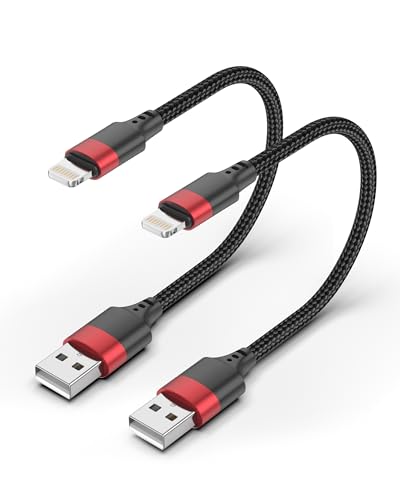 Bkduice 6 inch Short Lightning Cable, [MFi Certified] 2 Pack Short iPhone Charger Cord, Braided 0.5ft USB to Lightning Cable for Charging Stations, iPhone 14 13 12 11 Pro Max XR XS 8 SE iPod - size: 0.5 feet