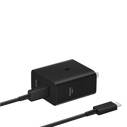 Samsung 50W Duo Power Adapter Wall Charger, 2 Ports, Cable Included, Black