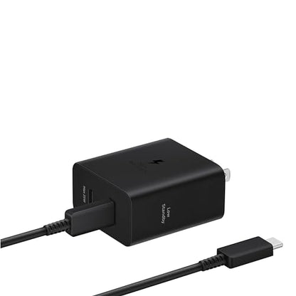 Samsung 50W Duo Power Adapter Wall Charger, 2 Ports, Cable Included, Black