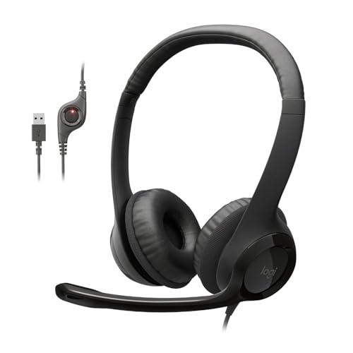 Logitech H390 Wired Headset PC/Laptop Stereo Headphones, USB-A, Black - color: Black, style: USB-A