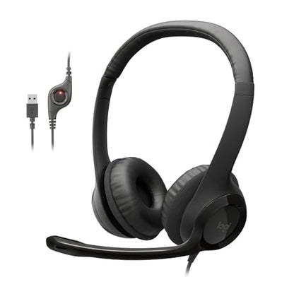 Logitech H390 Wired Headset PC/Laptop Stereo Headphones, USB-A, Black - color: Black, style: USB-A
