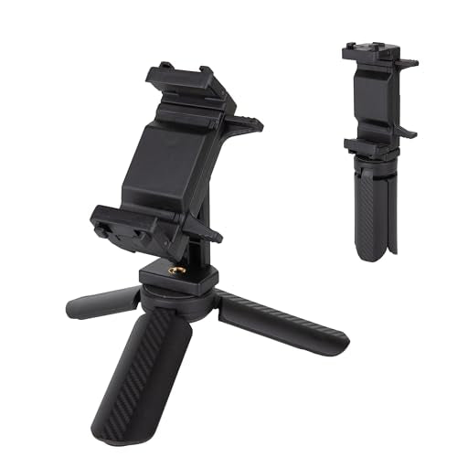Mini Tripod Phone Stand, Desktop Cell Phone Holder, Lightweight Handheld Tabletop Tripod for Streaming, Video Calls & Photography, Plastic, Black, 1-Pack