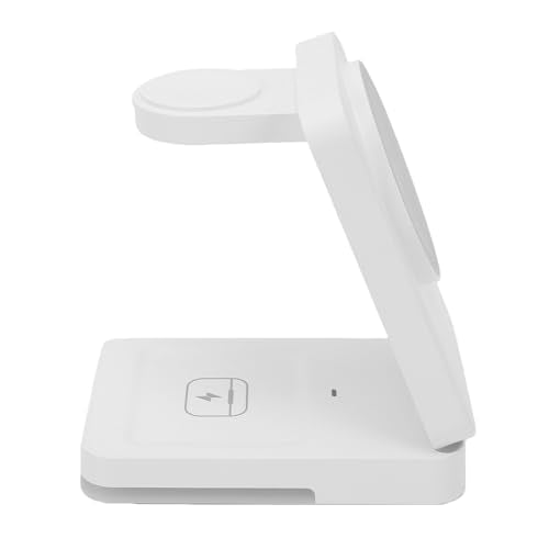 Wireless Charger Stand 3 in 1, Portable Foldable Fast Charging Station 15W for Smartphone, Smartwatch, Earbuds White - color: White