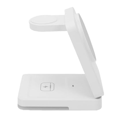 Wireless Charger Stand 3 in 1, Portable Foldable Fast Charging Station 15W for Smartphone, Smartwatch, Earbuds White - color: White