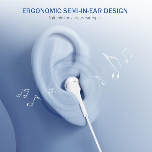 Jogteg Wired Earbuds, 5 Pack 3.5mm Stereo Headphones with Microphone - color: White