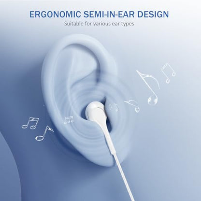 Jogteg Wired Earbuds, 5 Pack 3.5mm Stereo Headphones with Microphone - color: White