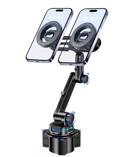 Dual MagSafe Cup Holder Phone Mount, Adjustable for iPhone 12-18 - color: Double Magsafe