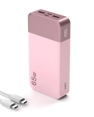 NOBIS 65W 20000mAh Portable Charger Power Bank Fast Charging - color: Pink