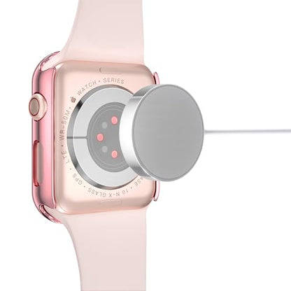 Misxi 2 Pack Hard PC Case with Tempered Glass Screen Protector Compatible with Apple Watch SE 3 (2025) SE 2 SE Series 6 Series 5 Series 4 44mm, 1 Rose Pink + 1 Transparent - color: 1 Rose Pink + 1 Transparent, size: 44mm (Se3/Se2/Se/6/5/4)