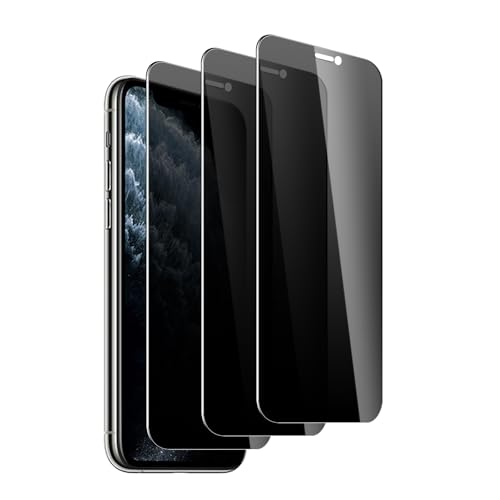 3 Pack Privacy Screen Protector for iPhone 11 Pro Max/iPhone Xs Max, 9H Hardness Double Shatterproof Anti-Spy Tempered Glass Film, Easy Installation - size: iPhone 11 Pro Max/iPhone Xs Max