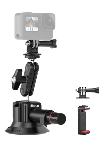 Ulanzi SC-01 Heavy-Duty Suction Cup Mount for Camera/Phone/Accessory (3"), Pump-actived Vacuum Suction Cup Mount, Magic Arm Phone Holder Action Cam Adapter Car Boats Windshield Window Mount - color: SC-01