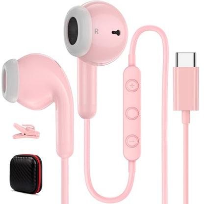 USB C Headphones for iPhone 18 Pro/17 Pro Max 16 Wired Earbuds,Pink - color: Pink