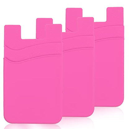 3 Pack Hot Pink Adhesive Phone Wallet Stick on Card Holder for Phone Case - color: Hot Pink