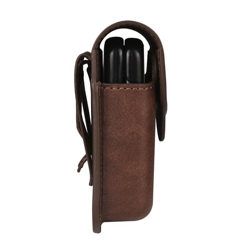 Cellphone Waist Bag with Card Holder Compatible with Samsung Galaxy Z Flip 6/Z Flip 5/Z Flip 4/Z Flip 3/Z Flip 4G 5G, Mens Leather Holster Case with Belt Clip Carrying Case Waist Bag for Cellphone - color: Brown