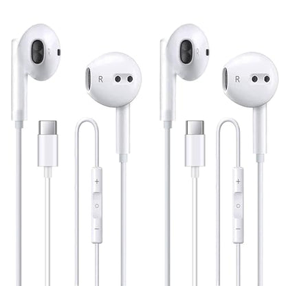 2 Pack USB C Headphones for iPhone 17/16/15 Pro Max Plus, Wired Earbuds