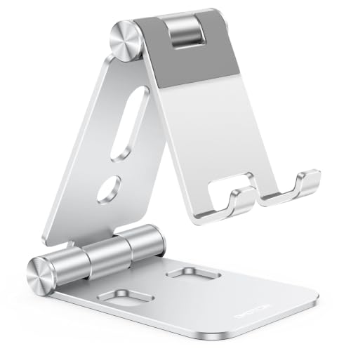 OMOTON Foldable Cell Phone Stand, C4 Portable Aluminum Phone Holder - color: A-Silver