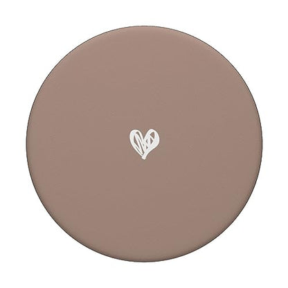 Cute Mocha Brown Heart Love Minimalist PopSockets Adhesive PopGrip - style: Adhesive PopGrip