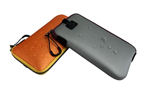 OneJoy Neoprene Phone Pouch, Lightweight Protective Cellphone Sleeve with Large Zipper Opening, Inner Pocket, Thermal Insulated, Durable Cell Phone Carrier for iPhone & Smartphones [ Orange ] - color: Orange