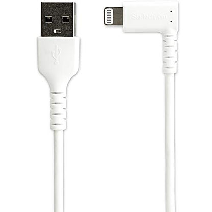 StarTech 3.3ft/1m Angled USB-A to Lightning Cable, White (RUSBLTMM1MWR) - color: White, size: 1m