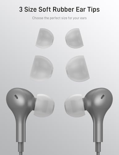 USB C Headphones for Apple/iPhone Duo 18 17 16 15 Wired Earbuds with Case - color: Grey