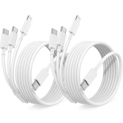 Multi Charging Cable USB C 6ft,3 in 1 Charging Cable and Lightning Cord Fast Charger for Multiple Devices,Triple Universal Charger with USBC to Multiple Connectors for iPhone 17 16 15 14 13 12-2Pcs
