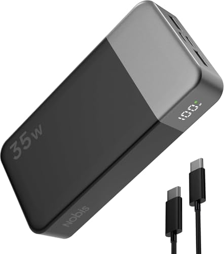 NOBIS Portable Charger 35W 20000mAh Power Bank Fast Charging - color: Black