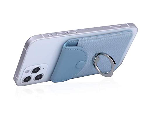 Self Adhesive Card Holder for Back of Phone with Ring Stand - Blue - color: Finger Ring Blue