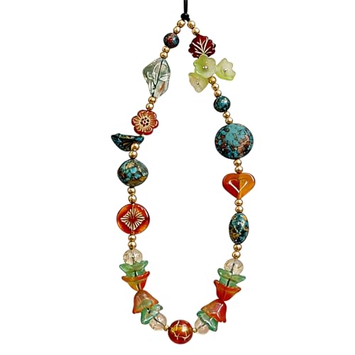 Cute Beaded Camera Wrist Strap for Phone, Digital Camera Charm Lanyard, Pearl Beaded Chain for Bag Keychain Gift - color: Green Stone