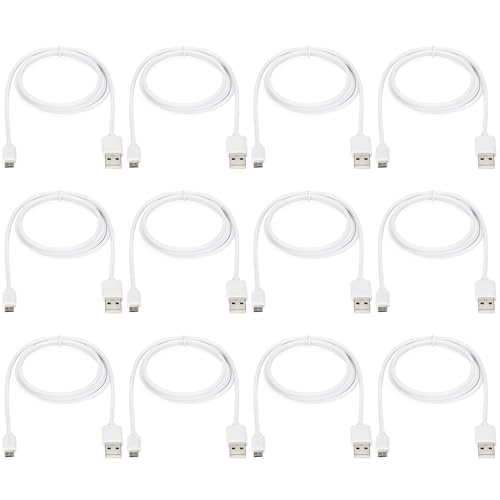 USB A to Micro USB Cable White 3ft, Android Charging Cable 12-Pack Bulk - color: White, size: 3 Feet