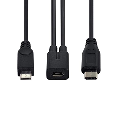 chenyang Micro USB Y Splitter Cable,Micro USB 1 to 2 USB C/Micro USB Charging Extension Cable Supports Charging Two Devices at The Same Time - style: Micro USB to USB C ＆ Micro USB