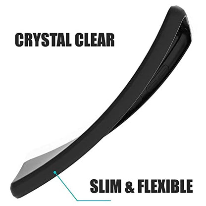 Case for Motorola Edge 60 Stylus + Glass Screen Protector Tempered Film - Transparent Silicone Soft Flexible Bumper Shockproof TPU Protective Cover Shell (Black)