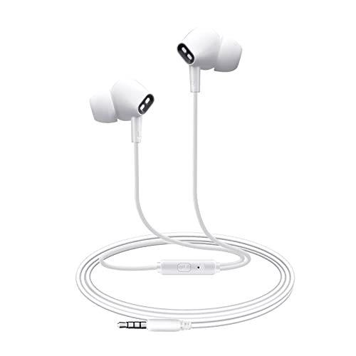 Aylaa Wired Earbuds Headphones for School with Microphone Noise Isolating Stereo Bass in-Ear Earphones – for Smartphones, Tablets, Schools, Ipads, Multiuse - 3.5mm Plug in Audio Jack - White - color: White
