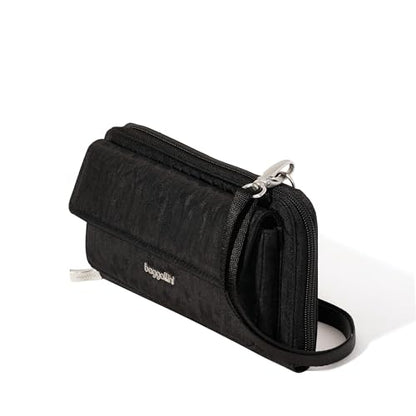 Baggallini Rfid Phone Wallet Crossbody - color: Black Cheetah Emboss