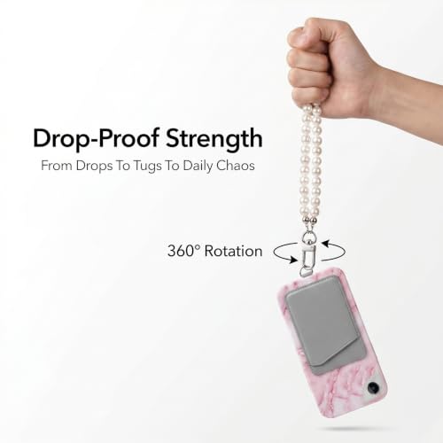 QfwdfcTrenz 4 Pack 360° Rotating Stainless Steel Phone Tether Tab, Cellphone Charm Wrist Strap Hook Holder, Stainless Steel Phone Clip for Straps, No-Adhesive Case Insert, 4 Colors