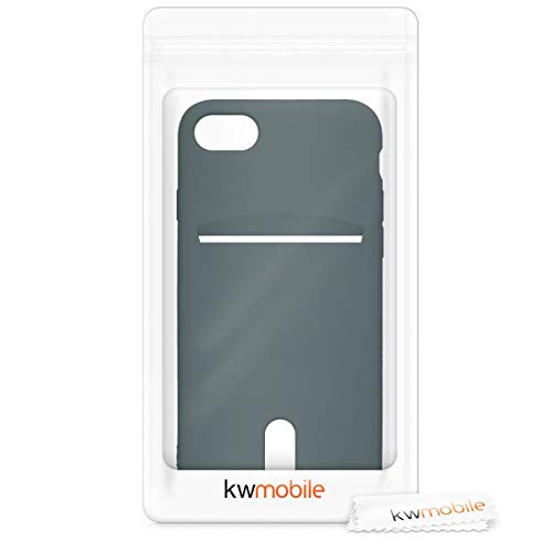 kwmobile Case Compatible with Apple iPhone SE (2022) / iPhone SE (2020) / iPhone 8 / iPhone 7 - Soft TPU Phone Cover with Card Holder and Silicone Finish - Olive Green - color: olive green