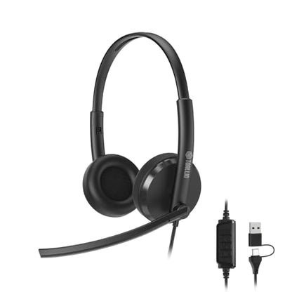 TOALLIN Wired Headset with Noise Canceling Mics, USB Stereo Headphones