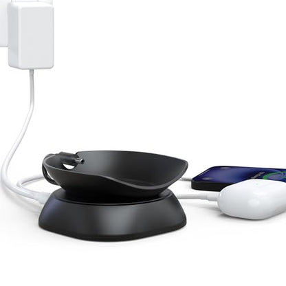 HomeMount Stand for Spot, iPhone & Earbuds with USB Ports, Black - color: Black