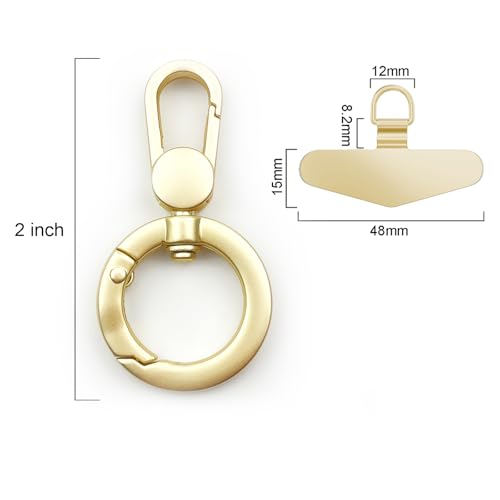 TENOC Metal Phone Tether with Spring Ring, Gold - color: Gold