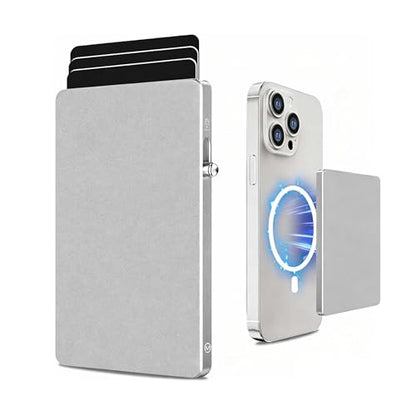 Magsafe Wallet Magnetic Card Holder for Phone, Silver - color: Slim Magnetic No Clip - Polished Silver