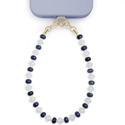 POSADINA Natural Stone Phone Charm, Beaded Healing Phone Wrist Strap, Handmade Cellphone Chain Lanyard with Tether Tab - color: Moonlit Tide
