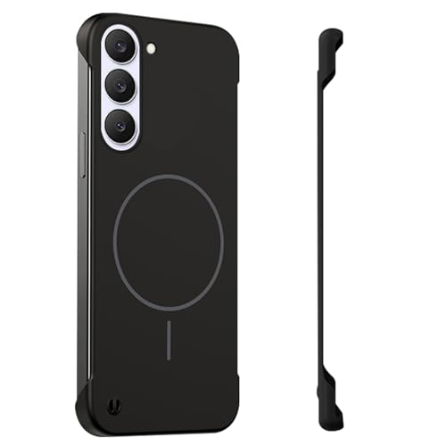 Frameless Case for Samsung Galaxy S23 Case 5G, Magnetic [Borderless Original Touch], with Mag-Safe, Ultra Lightweight Thin Slim Case, Anti-Fingerprint PC Hard Shell, Comfortable Feel (Black) - color: Black, size: S23