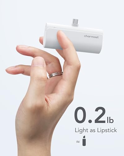 charmast Mini Portable Charger USB-C Connector, 5000mAh Small Power Bank - color: White