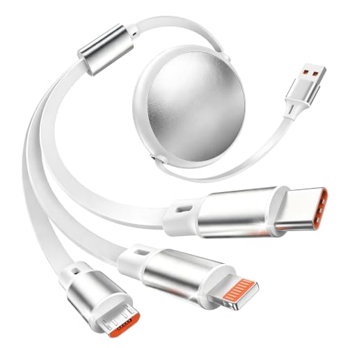 Multi Charging Cable,1Pack 3.6Ft Retractable Phone Charger for All Devices - color: White, size: 1Pack3.6FT