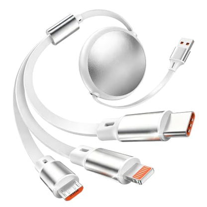Multi Charging Cable,1Pack 3.6Ft Retractable Phone Charger for All Devices - color: White, size: 1Pack3.6FT